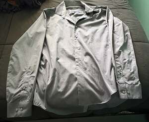 ck Calvin Klein Men's Slim Fit Non-Iron Two-Ply Long Sleeve Dress Shirt, Size 16